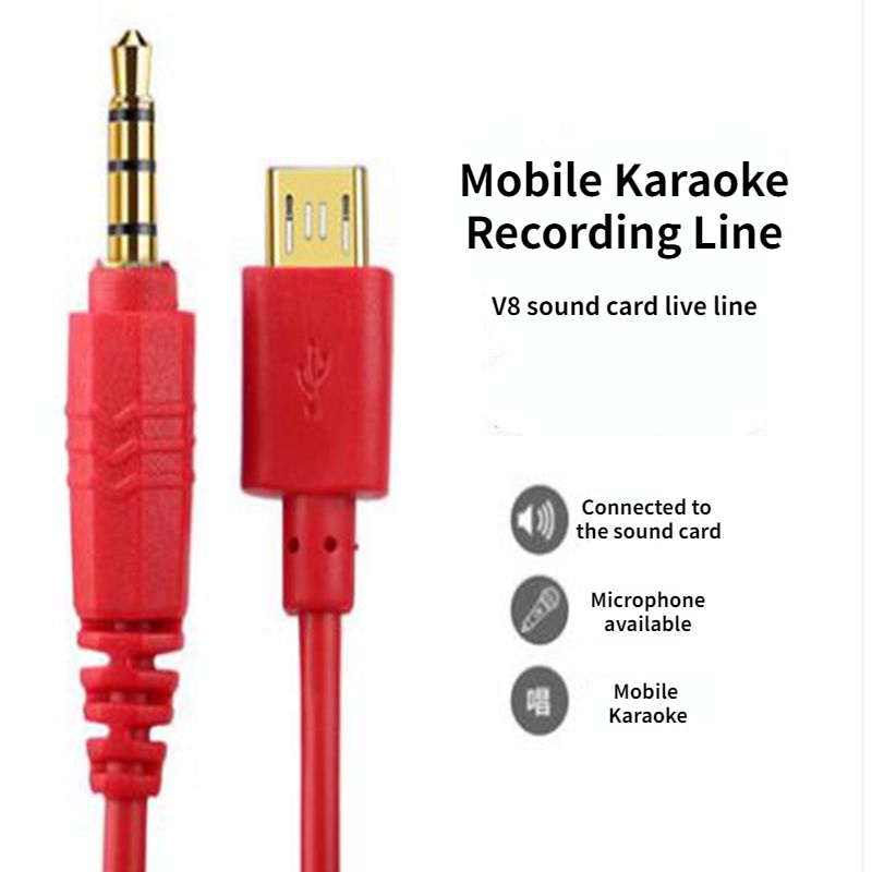V8 Sound Card Audio Cable 3.5mm Stereo Plug Jack To Micro USB 5 Pin