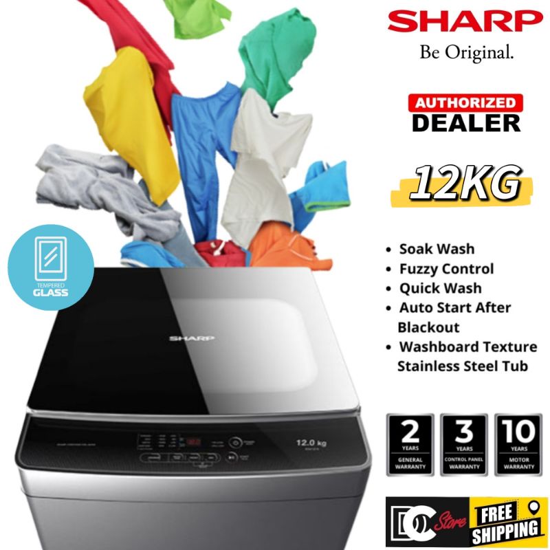 Sharp ( ESX1278 )12kg Top Load Washing Machine WASHER MESIN BASUH 5.