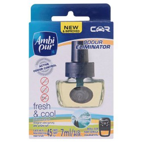 Ambi Pur Car Air Freshener Fresh and Cool, 7.5ml + 7ml Pack with Diffuser Value Package