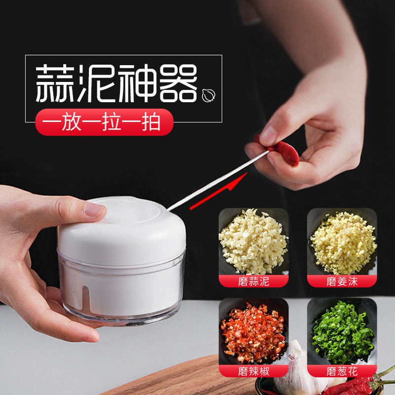 Mini Garlic Chopper Manual Hand Pull Stainless Steel 1239 Shopee Malaysia