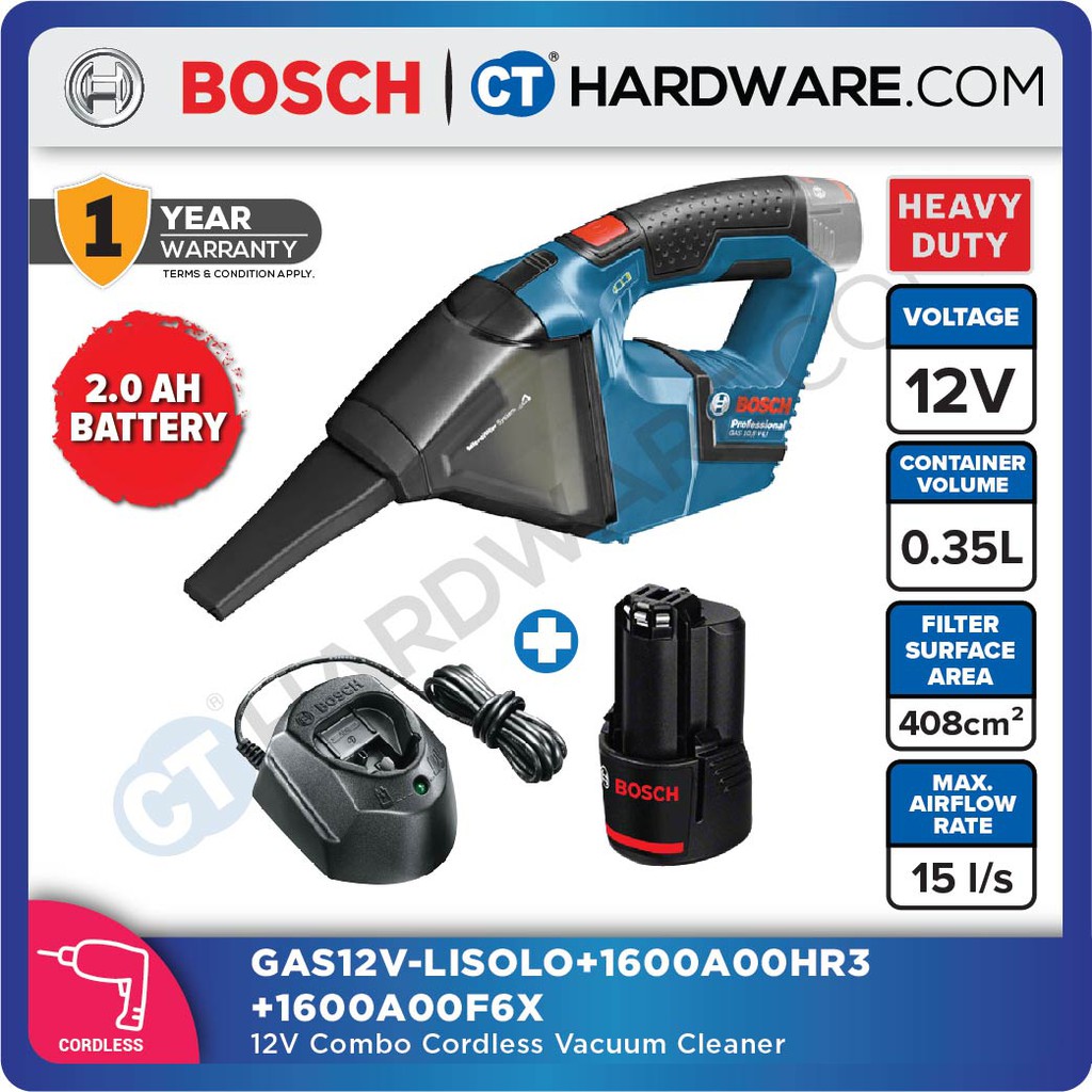 BOSCH GAS 12VLI SOLO CORDLESS VACUUM CLEANER (GAS12VLI) [ COMBO