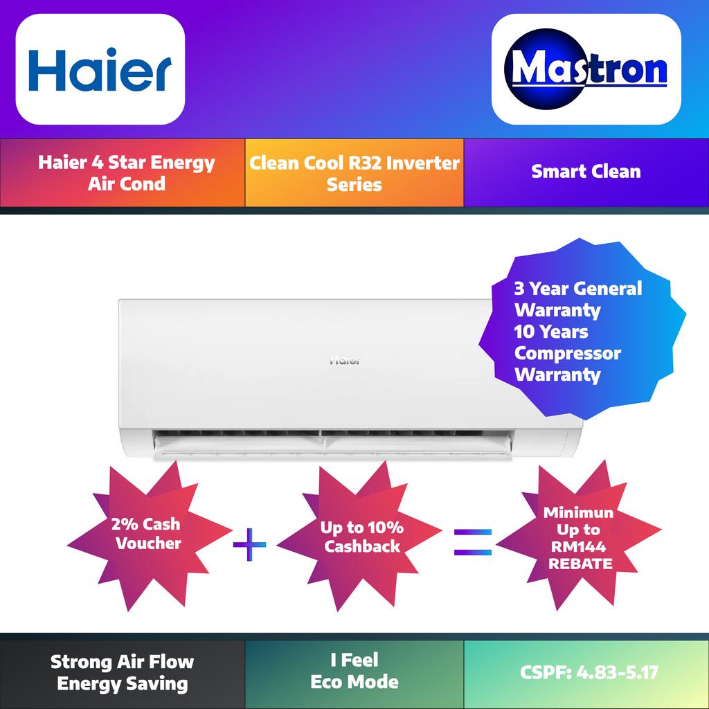 [Voucher] Haier 4 Star Inverter Air Cond Air Conditioner 1.0HP2.0HP