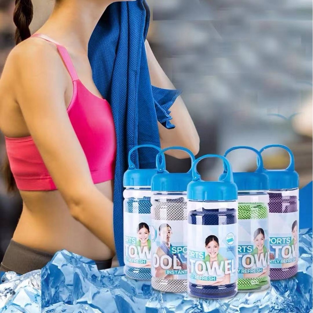 [ Free ] Water Bottle Cold Towel Ice Towel Sports Cooling Towel