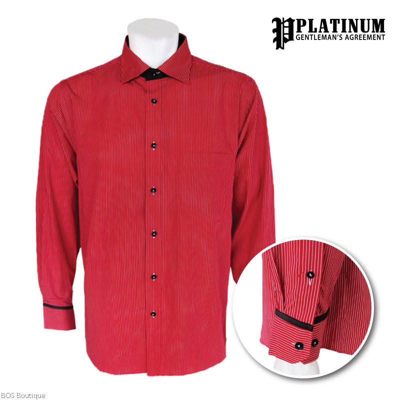 PLATINUM Men's Long Sleeve Shirt PM9121 Big Plus Size Formal Wear With