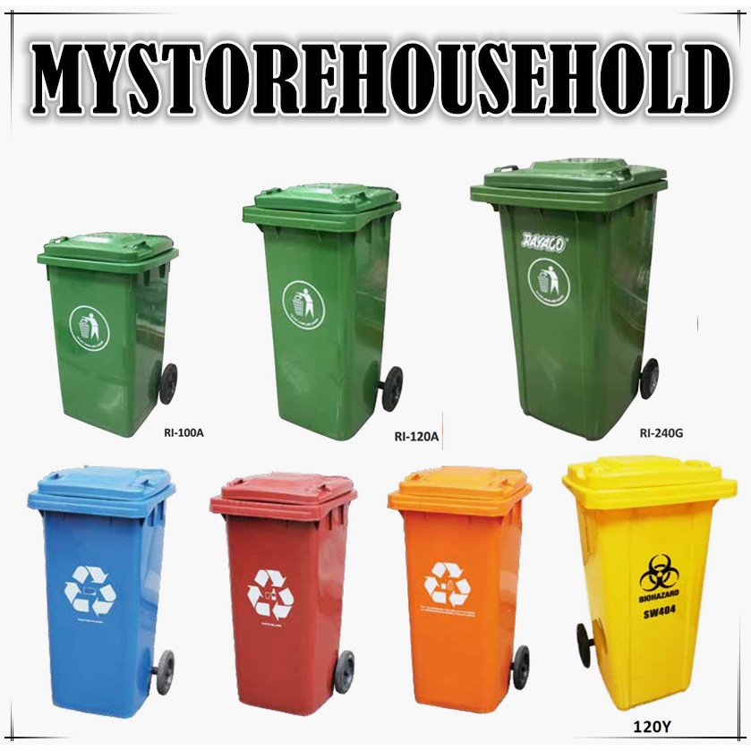 [100L / 120L / 240L] Big Green Dustbin / Large Outdoor Green Plastic