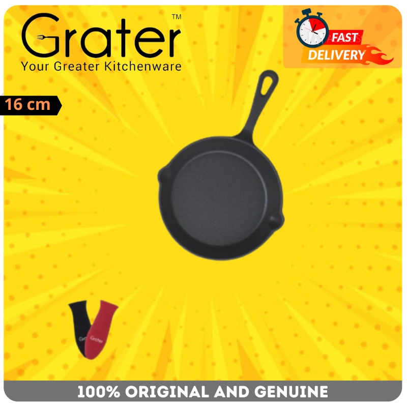 🔥100 ORIGINAL🔥 Grater Cast Iron Skillet Round Pan 16cm Shopee Malaysia