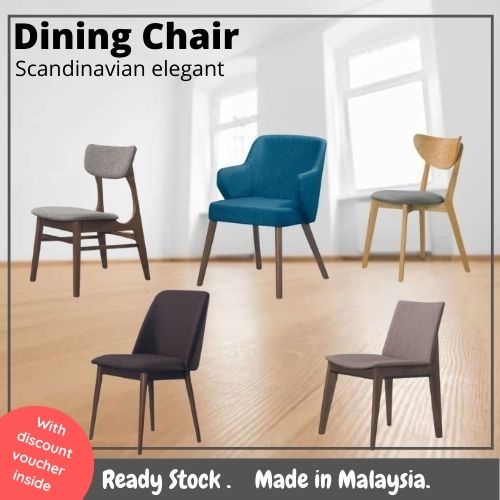 Solid Wood Dining Chair Set Lounge Cafe Arm Chair Wooden Chair Kerusi