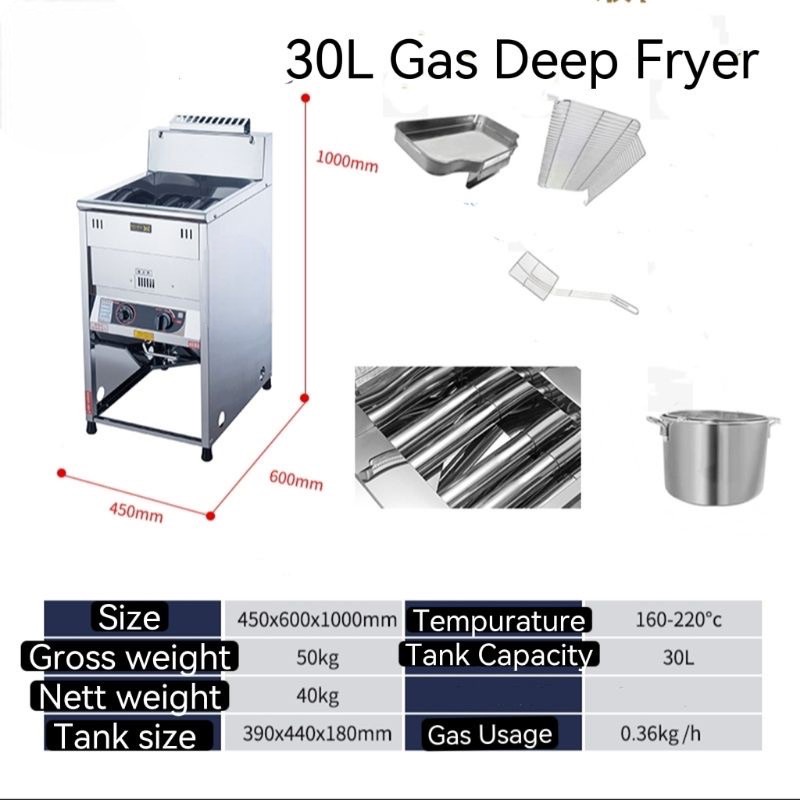 MD SINAR 30L 50L Taiwan Gas Deep Fryer Machine mesin goreng auto deep