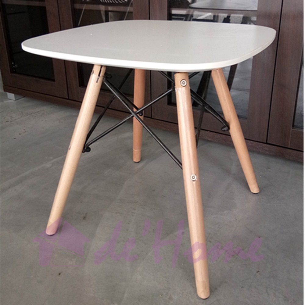 Dhome 35cm x 35cm Side Table with Wooden Leg (White) Shopee Malaysia