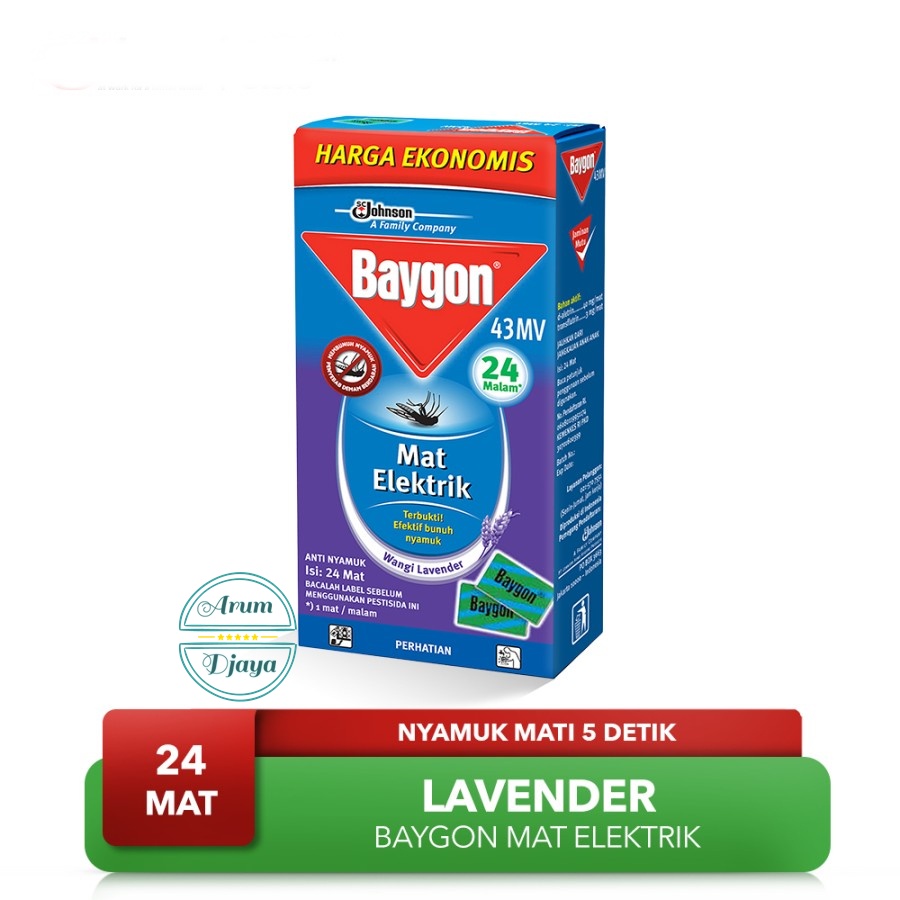 Baygon Electric Lavender MAT 24ea Mosquito Repellent Contents Electric