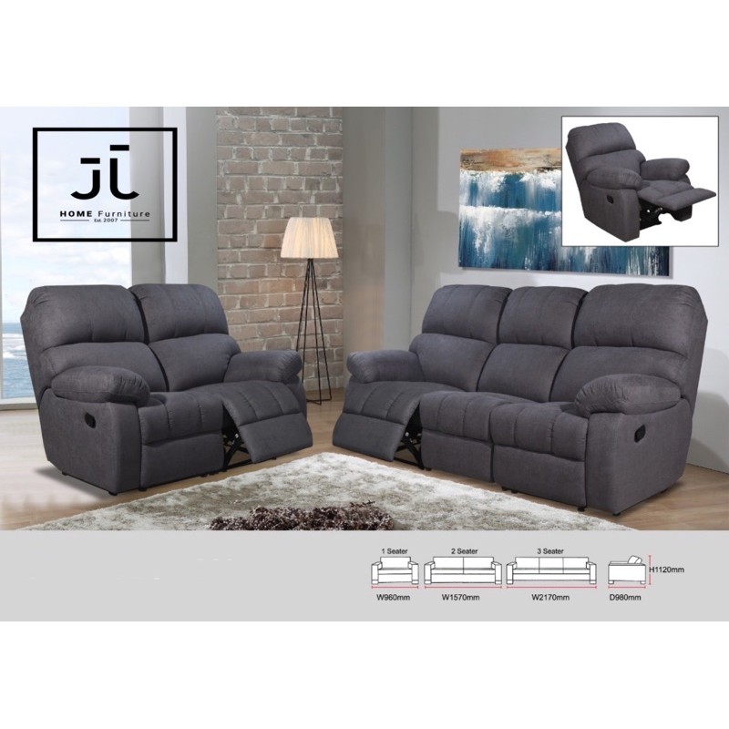 Recliner Sofa Set 1+2+3 Full Recliner Chair Fabric Shopee Malaysia