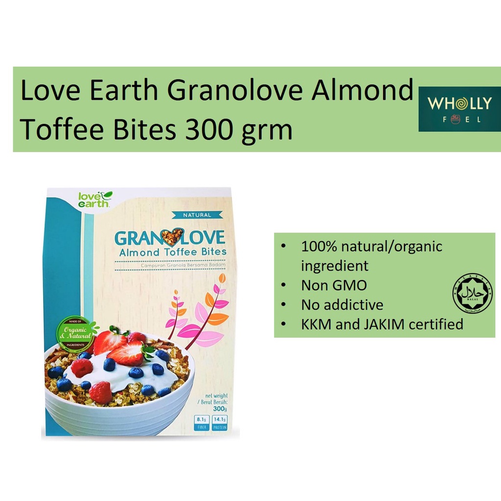 Love Earth Granolove Almond Toffee Bites 300 grm Shopee Malaysia