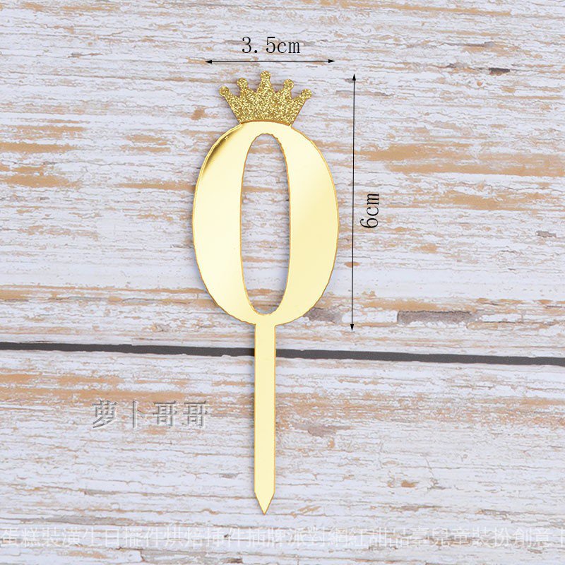 Crown Decoration Dress Up Flag Digital Cake Baking Gold PlugIn Acrylic