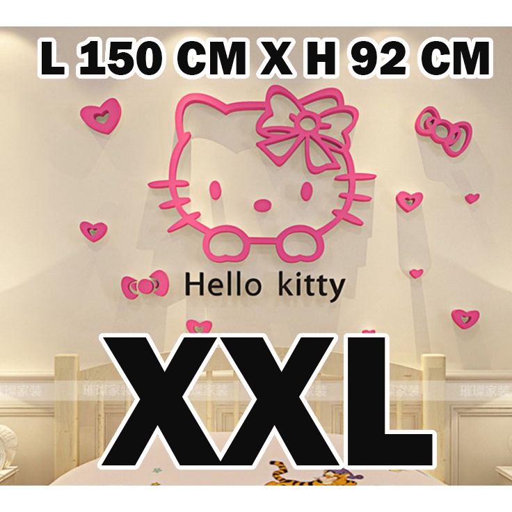 【Ready Stock】 Hello Kitty Wall Sticker Acrylic 3D Solid Crystal Hello