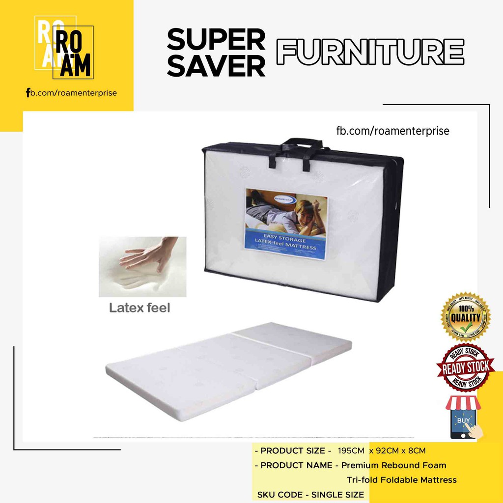 Foldable Mattress Single Size 3 inch thickness Rebound Foam Medium Firm
