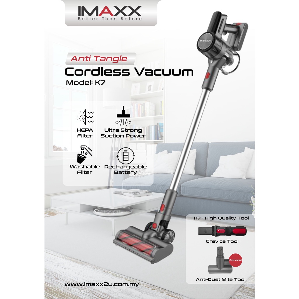 IMAXX Powerful Cordless AntiTangle Vacuum Cleaner (SIRIM APPROVED) 5 Year Turbine Warranty