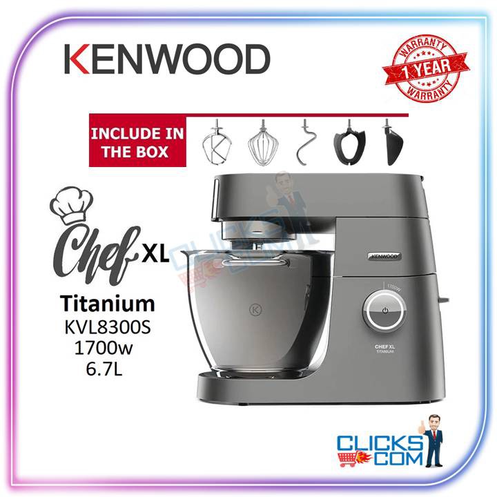 Kenwood KVL8300S Chef XL Titanium Kitchen Machine Cake Stand Mixer 6.7L