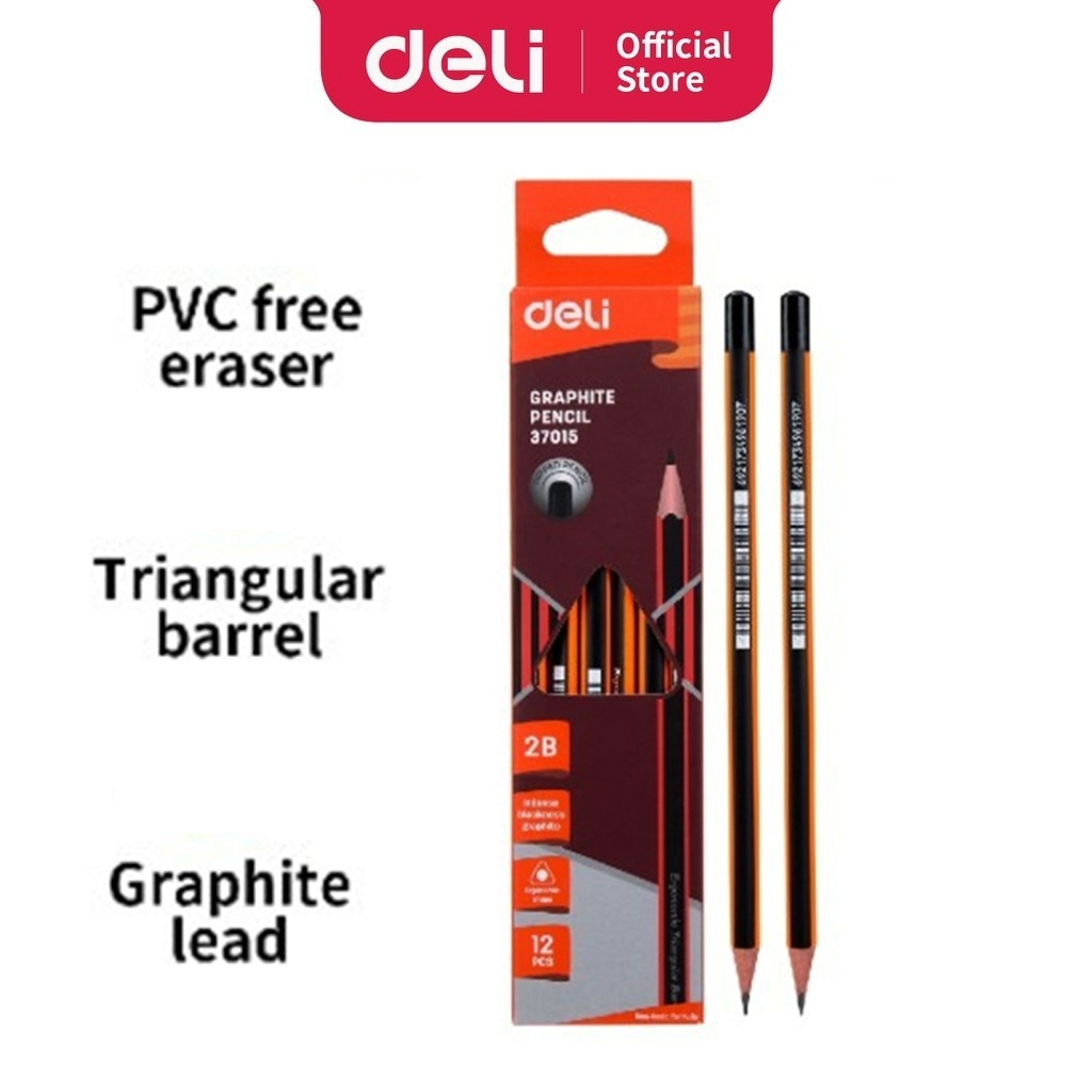 Deli Pencil E37015 Exam Grade Graphite 2B Pencil [12 Pcs/Per Box