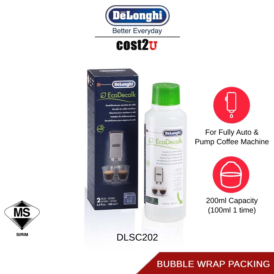 DeLonghi EcoDecalk Coffee Machine Descaler DLSC202 DLSC500 DLSC200 Cleaning Solutions Descaler