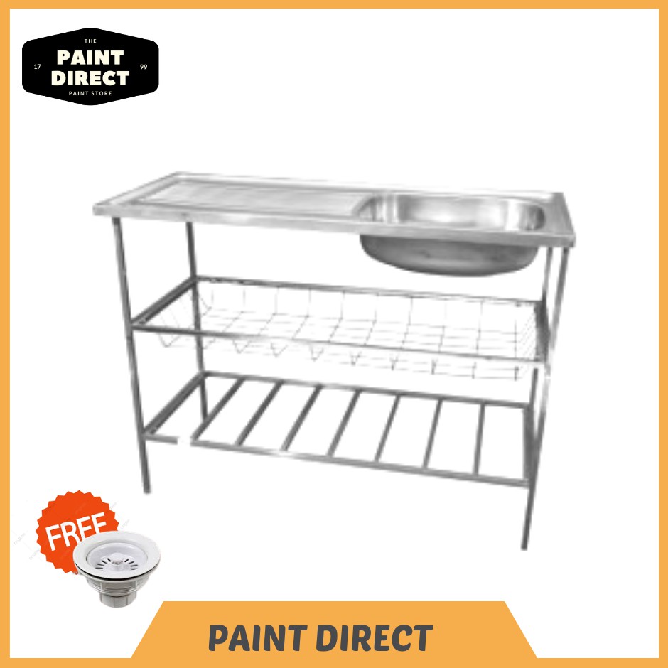 [READY STOCK] 18" x 42" E1350 Sinki Dapur Stainless Steel Sink With S