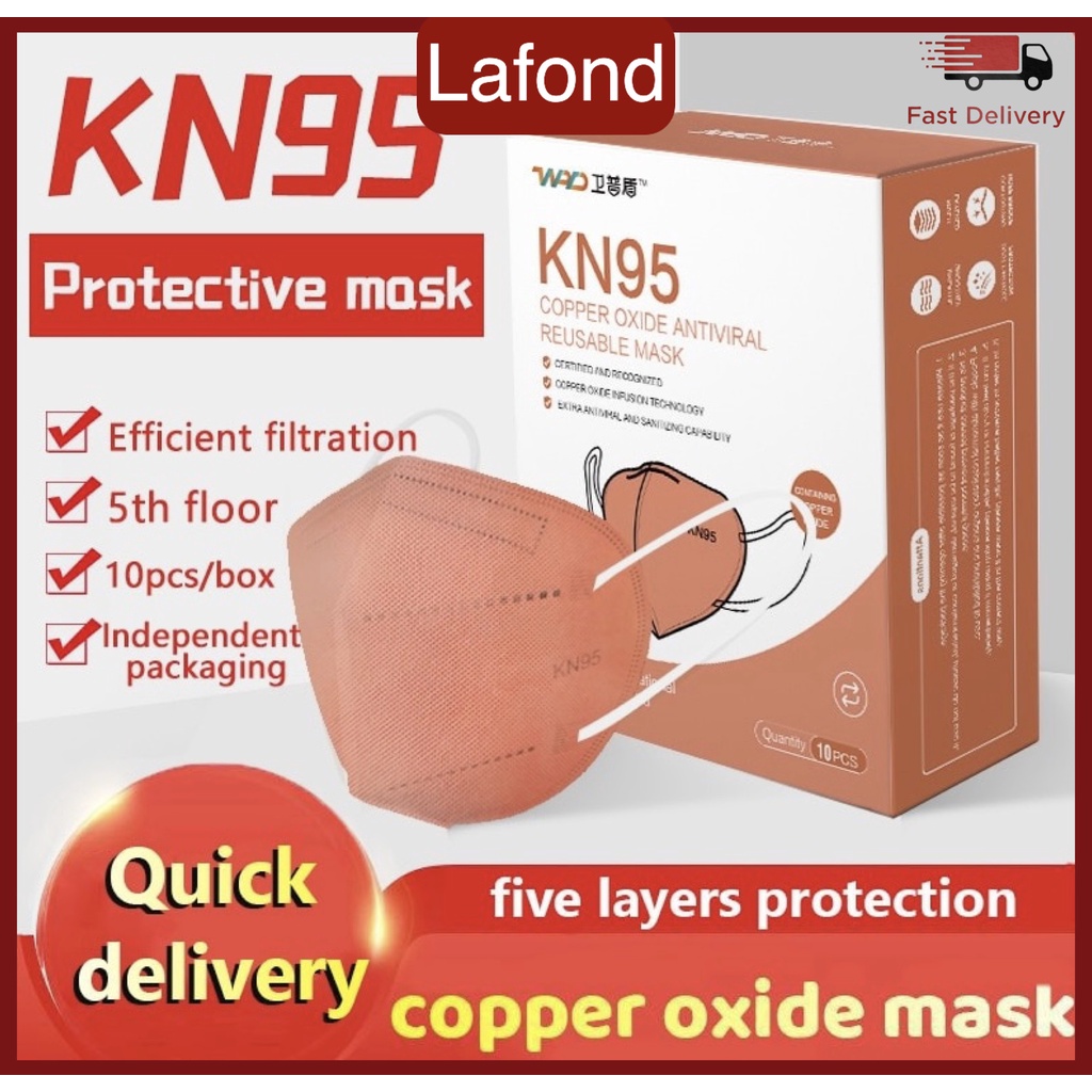 Local Ready Stock Copper Oxide Mask KN95 KF94 10Pcs/Pack Adult Reusable
