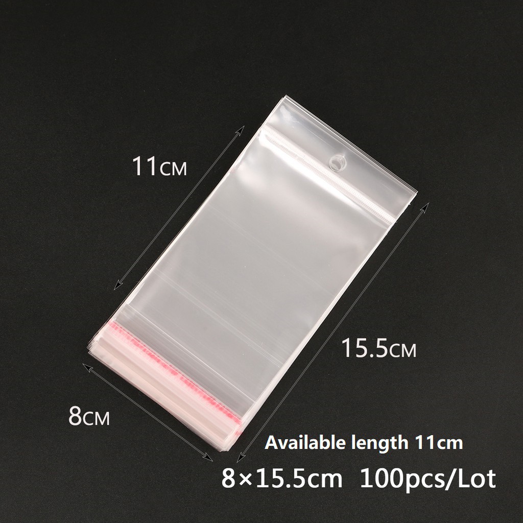 100Pcs Transparent Self Adhesive Seal OPP Plastic Cellophane Bags Gifts
