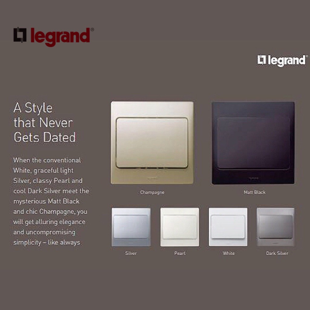 LEGRAND MALLIA SWITCH DARK SILVER 1 2 3 4 GANG SIRIM APPROVE 1 WAY