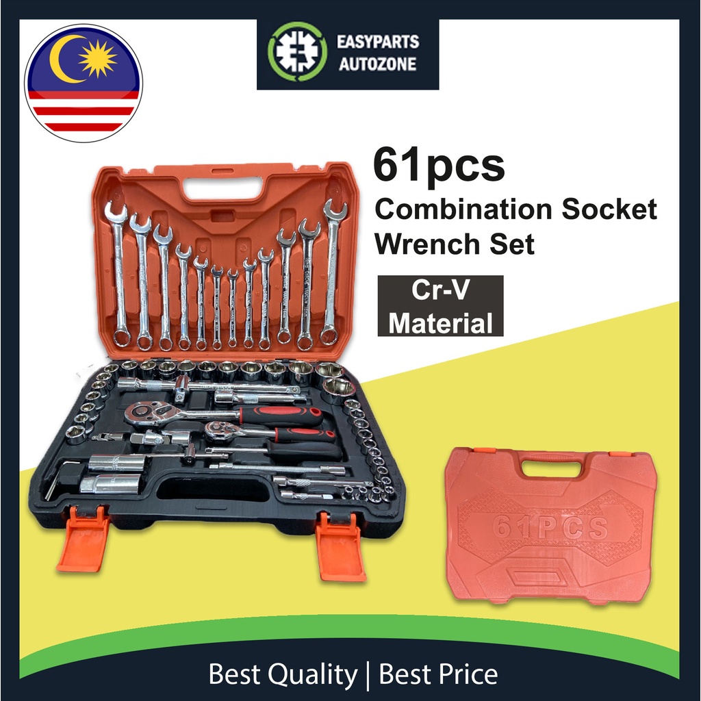 Autozone 61pcs Ratchet Box Socket Set 61pcs 1/2" & 1/4" Dr Socket