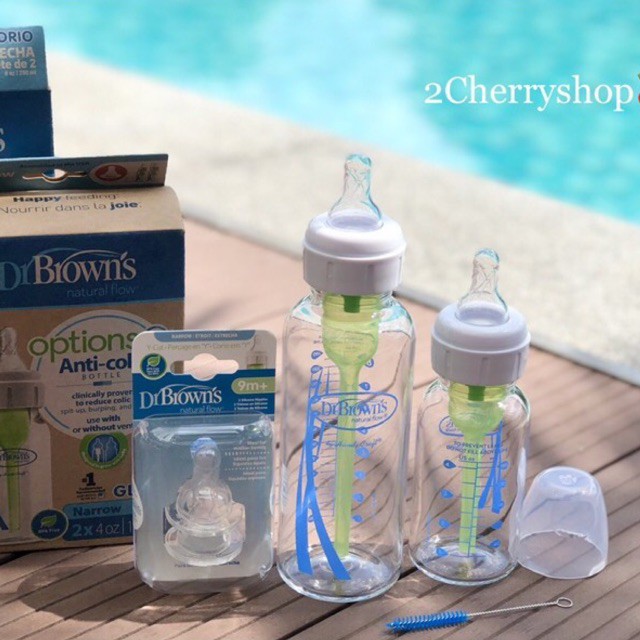 Dr Brown'S Glass Bottle Narrow Neck 120ml 250ml Option Plus (New Model