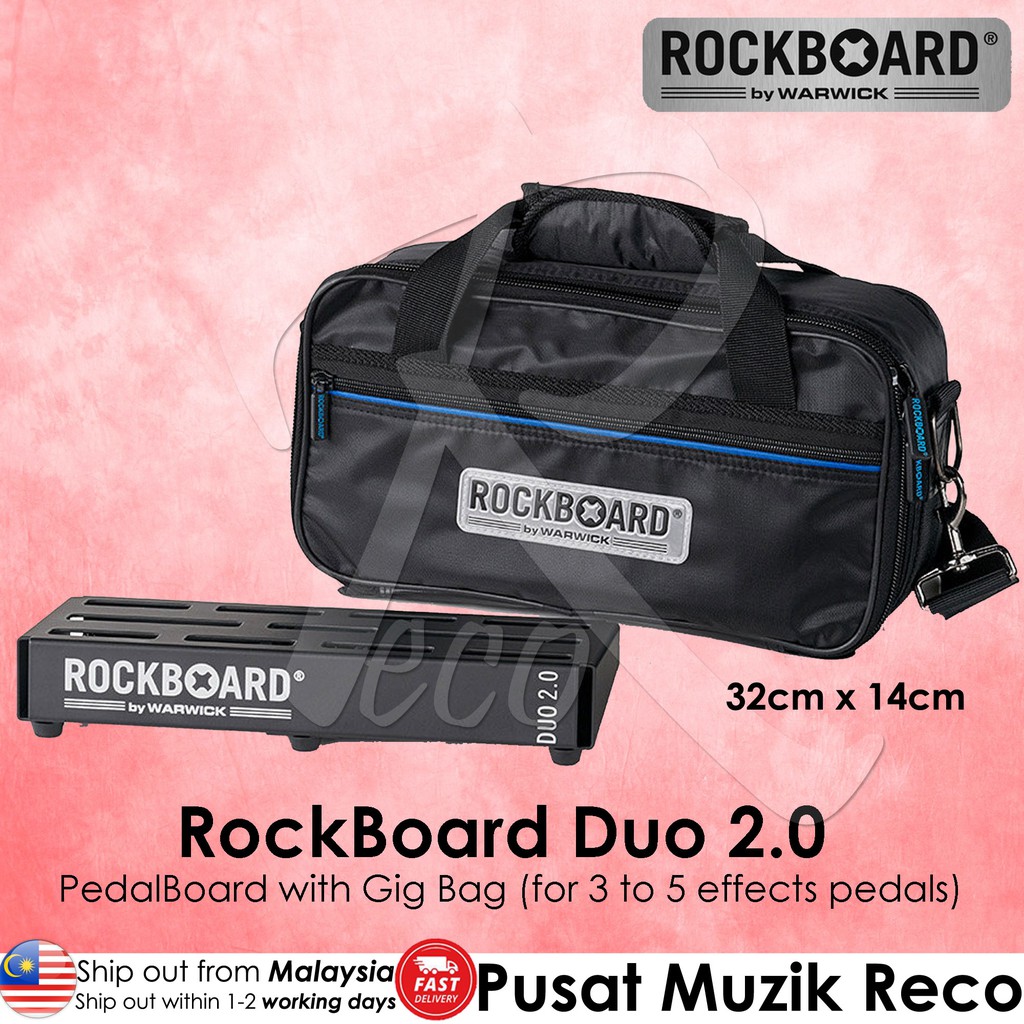 Warwick RockBoard DUO 2.0 Guitar Effect Pedal Board Pedalboard wi Gig