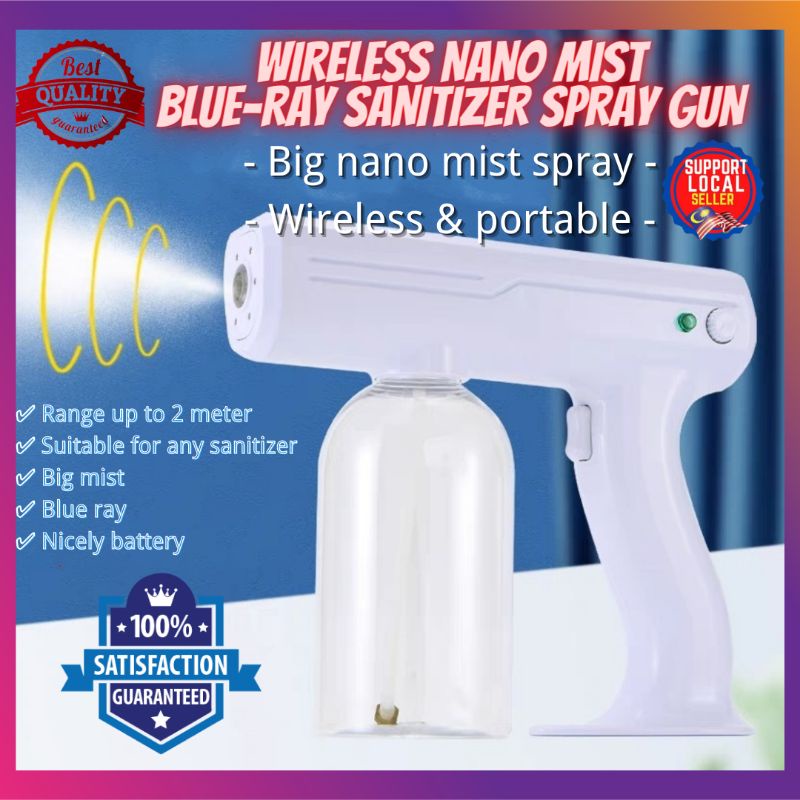 Rechargeable Wireless Sanitizee Nano Mist Spray Gun 6 Light Blue Ray