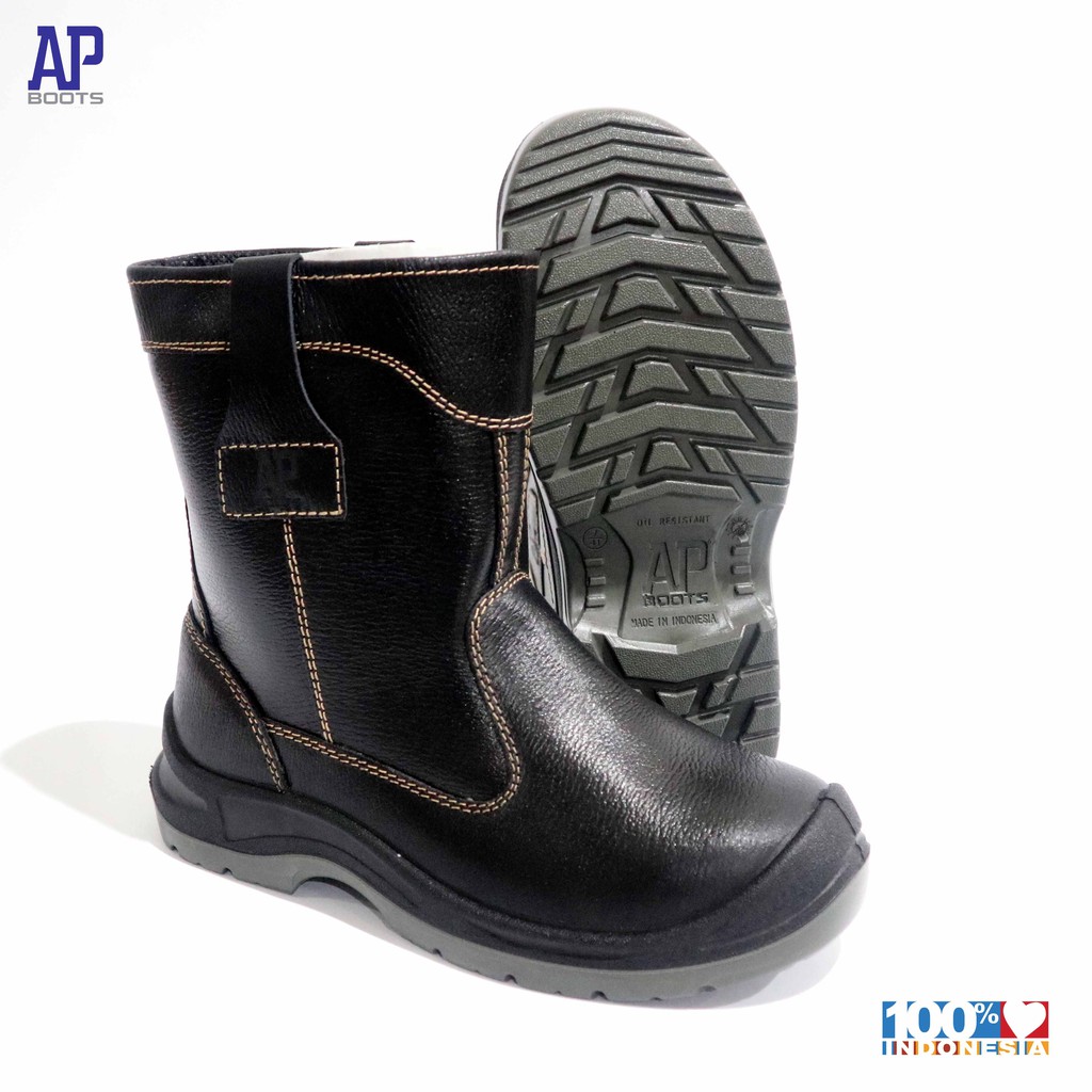 Ap 2020 BLACK SAFETY LEATHER 43 BOOT SAFETY Shoes AP BOOTS Shopee