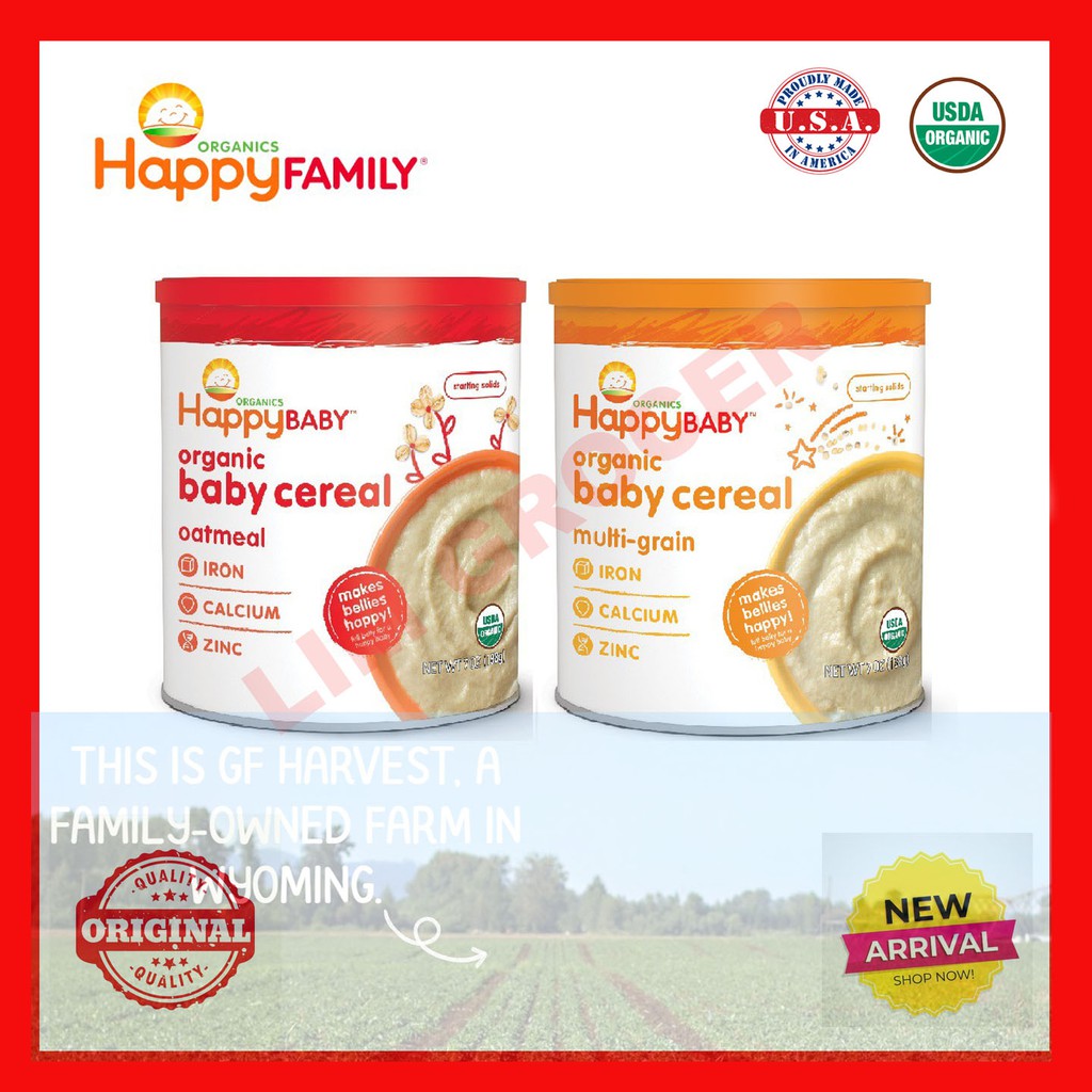 HAPPY BABY Happy Bellies Organic Cereal Oatmeal & Multigrain 198g