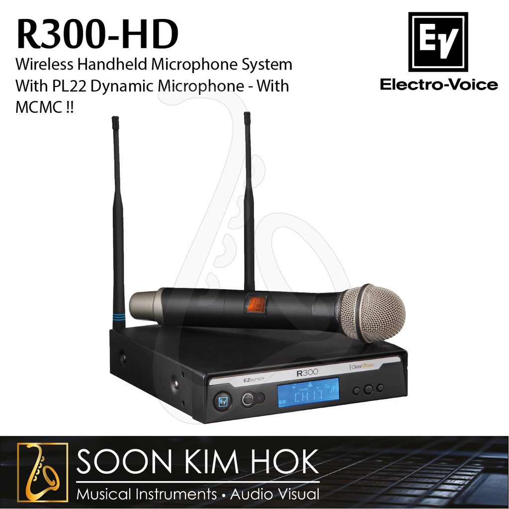 ELECTROVOICE R300HD Wireless Handheld Microphone System With PL22