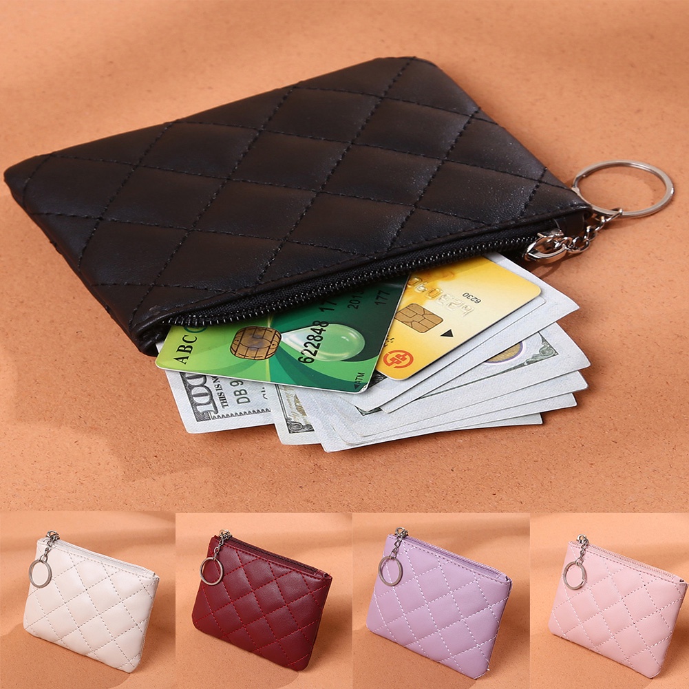 Zipper Money Bags PU Coin Purse Cash Pouch Card Holder Diamond