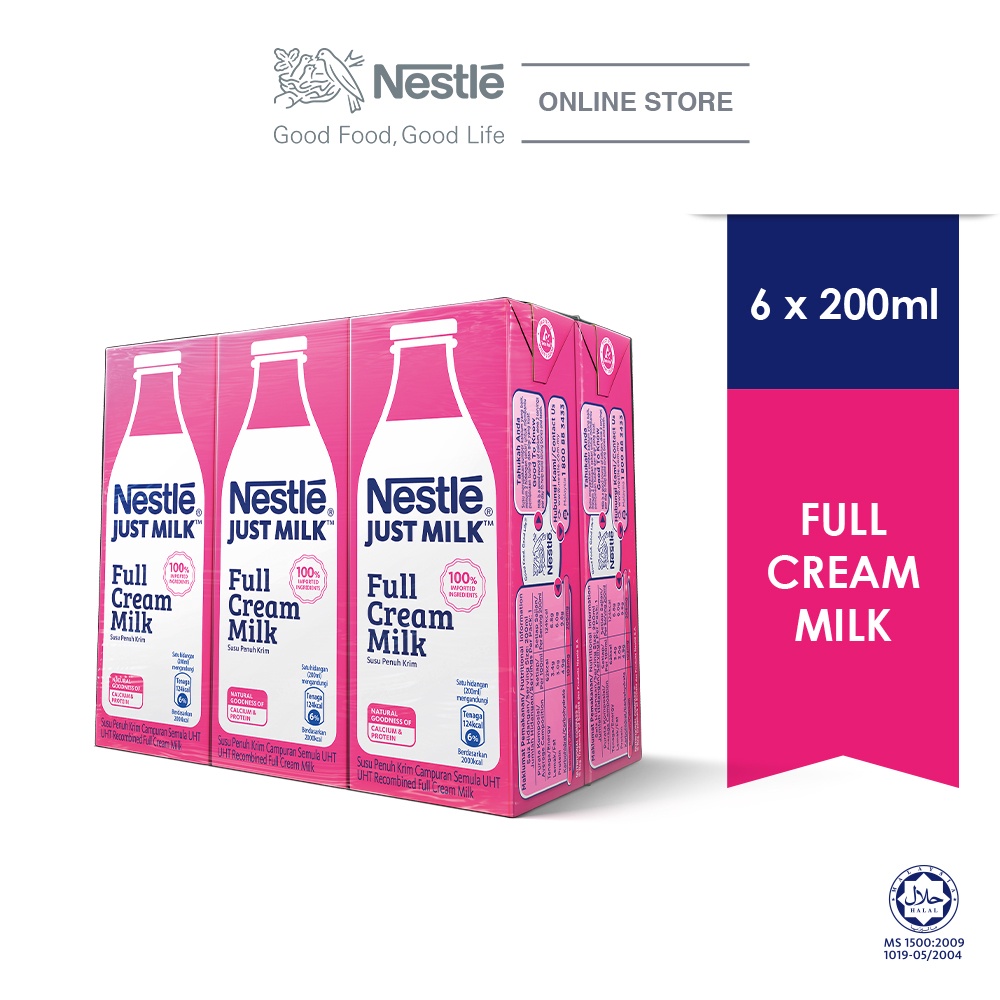 Nestle Just Milk Full Cream Milk 200ml x 6 Packs Shopee Malaysia