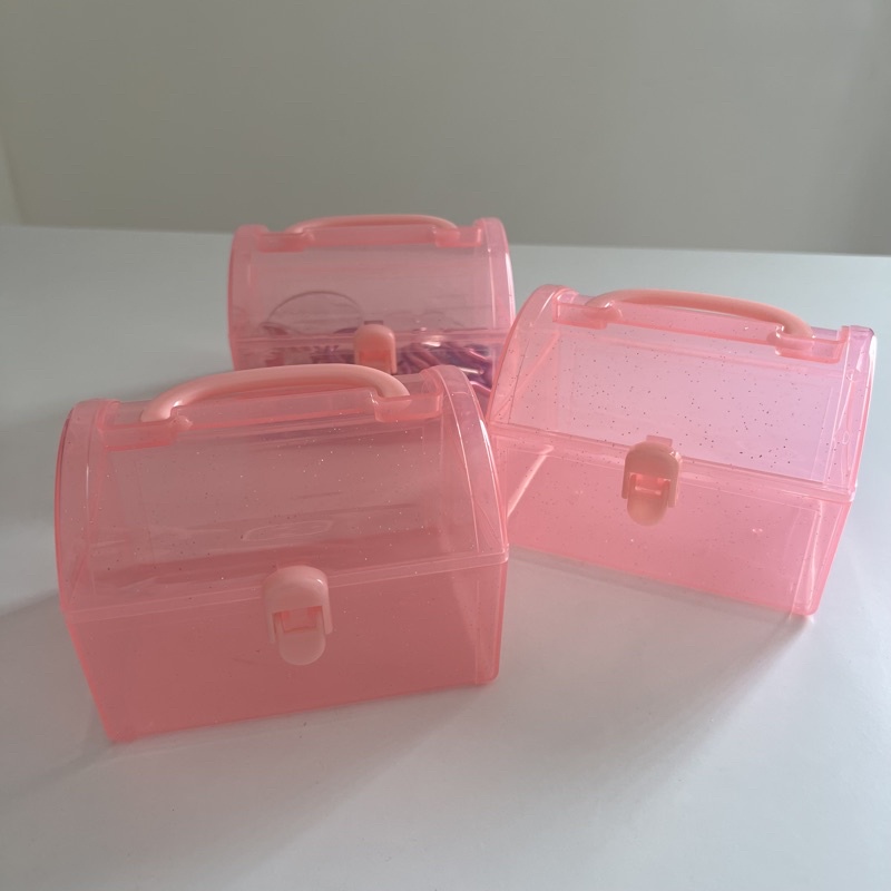 Pink Glitter Storage Box Plastic Lock Shopee Malaysia