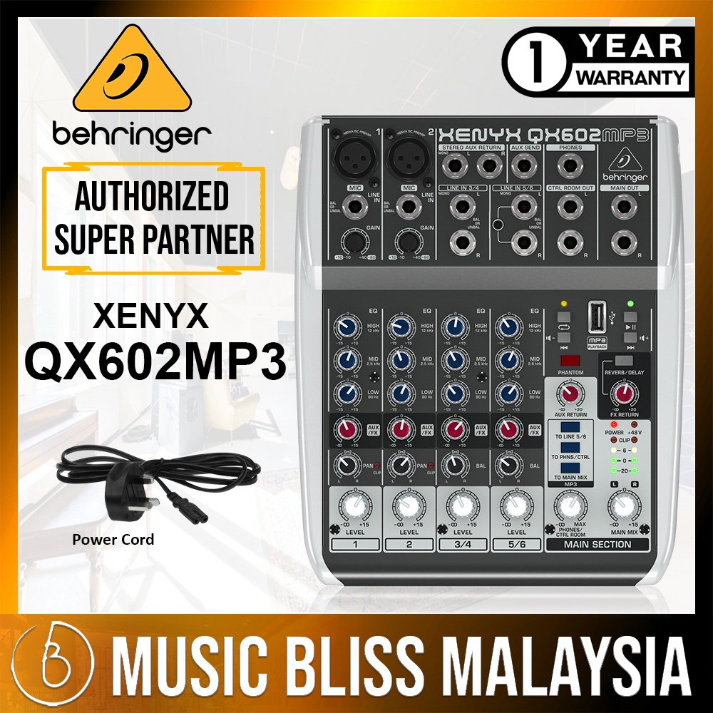 Behringer XENYX QX602MP3 Mixer with USB MP3 Playback (XENYXQX602MP3 / XENYXQX602MP3) Shopee