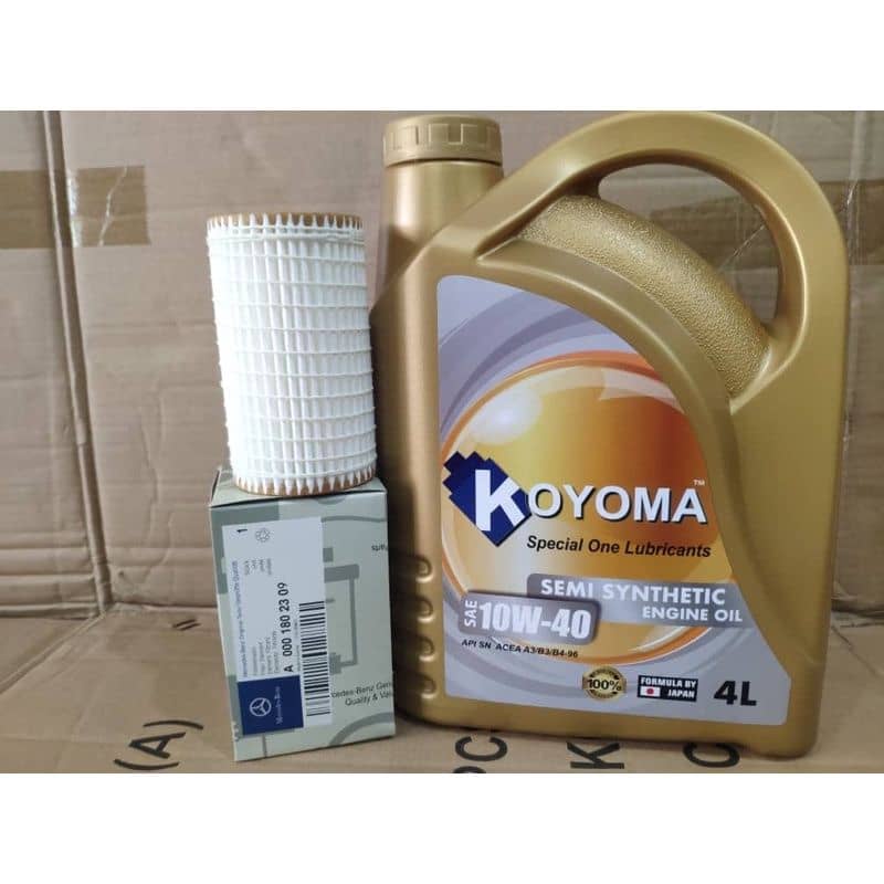 MERCEDES BENZ W210 V6 OIL FILTER + AIR FILTER + KOYOMA 10W40 SEMI
