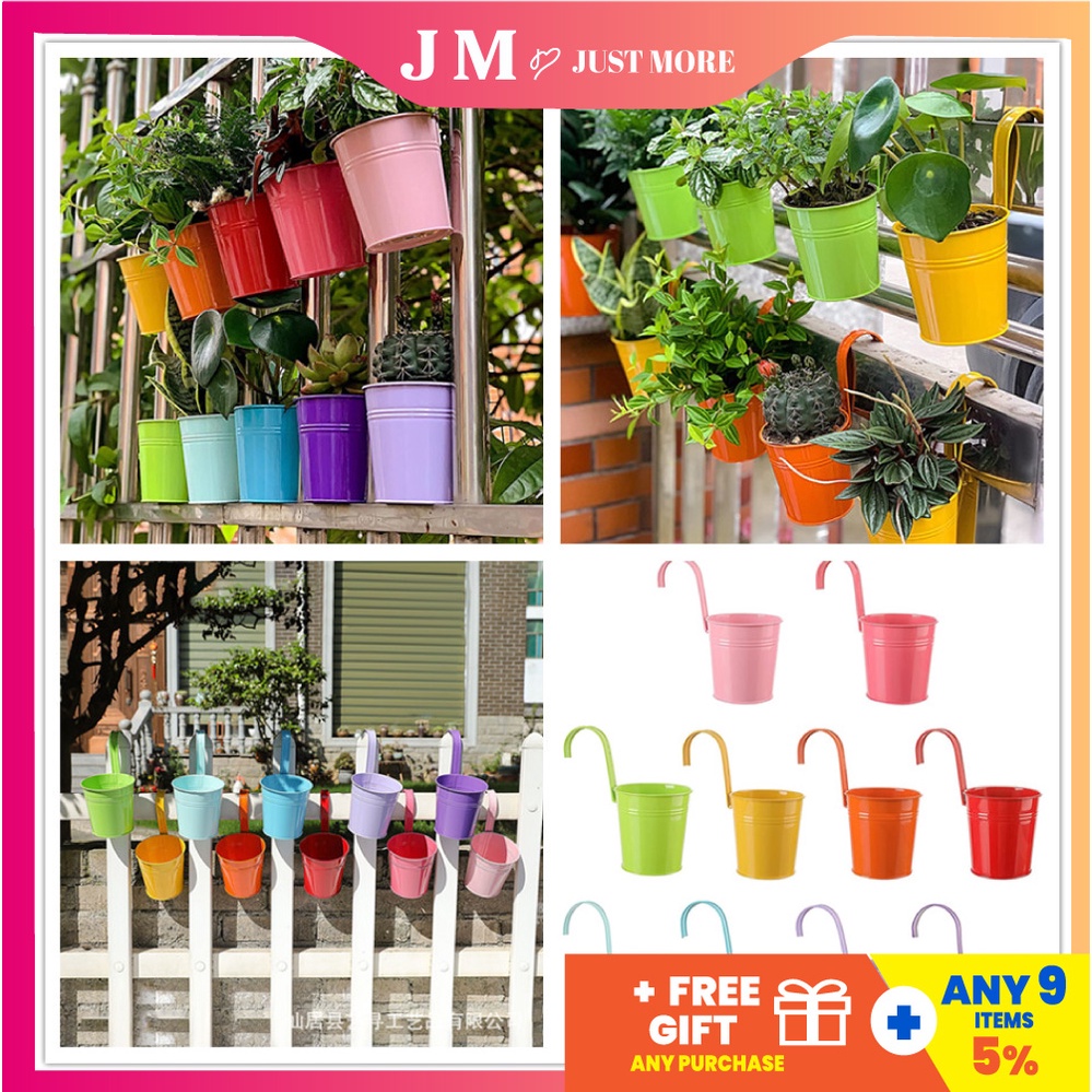 [MY]Hanging Planter Pot Garden Pasu Bunga Besi Comel Baldi Tin Bunga