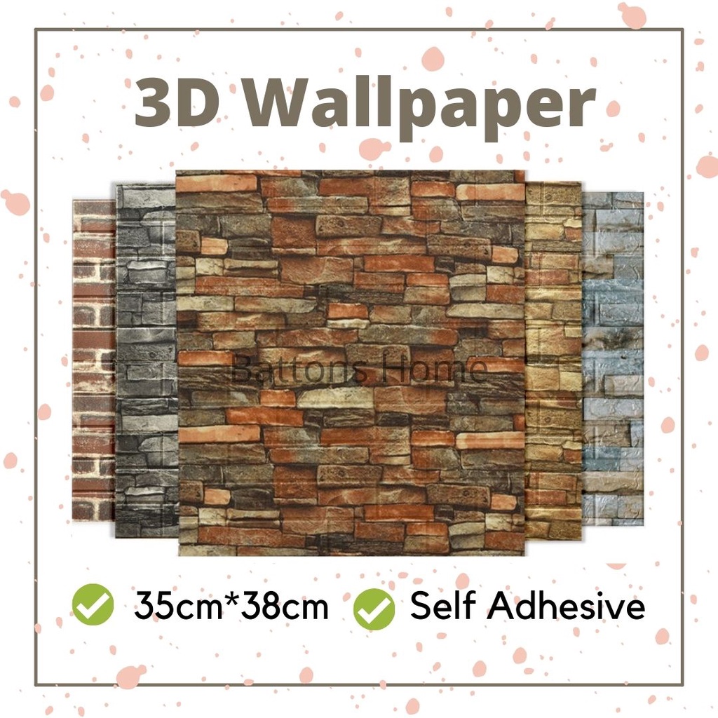 DIY Wall Stickers wallpaper 3D Retro SelfAdhesive Wallpaper 3D