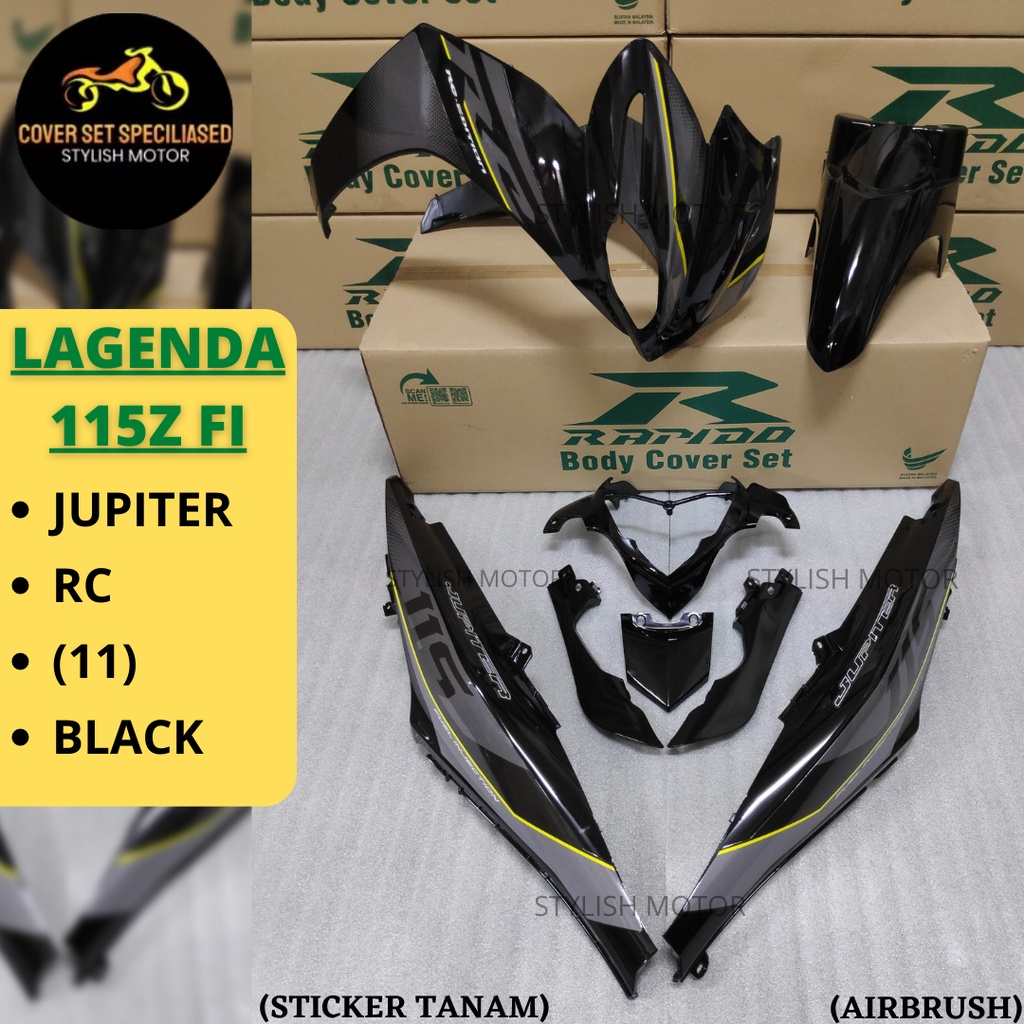 (STICKER TANAM/AIRBRUSH) RAPIDO COVER SET YAMAHA SRL115 LAGENDA115Z FI JUPITER RC (11) BLACK