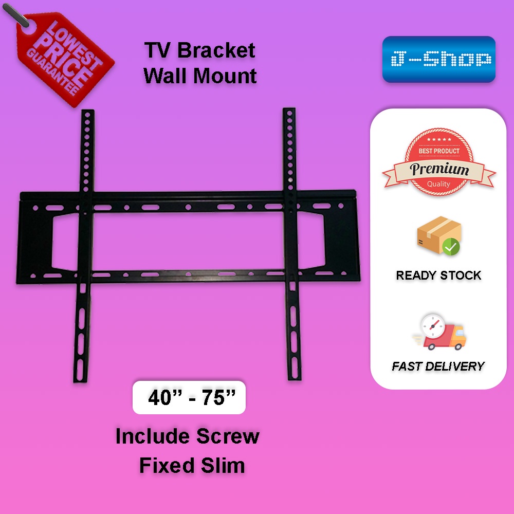 Universal TV 4075 Inch Slim Fixed LCD LED TV Bracket Wall Mount High Quality Shopee Malaysia