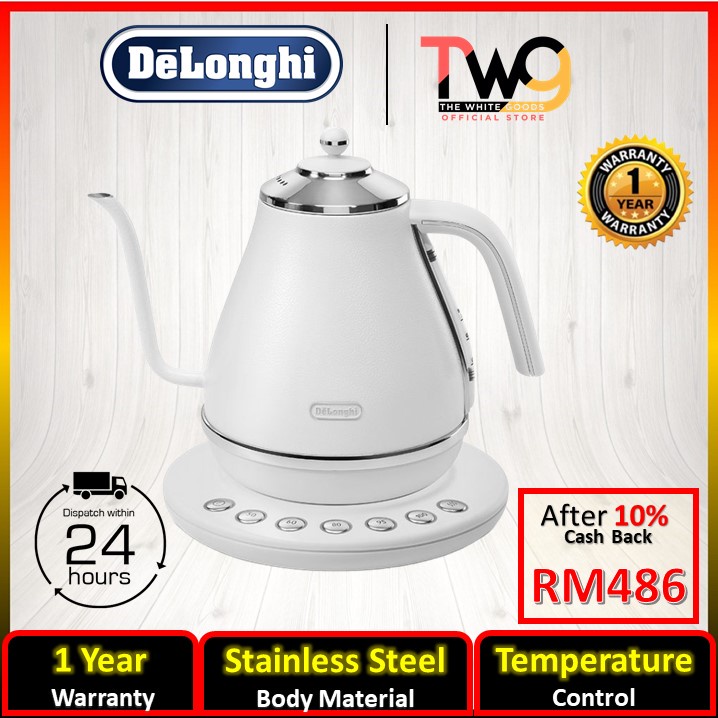 Delonghi KBOE2030W Icona Café Gooseneck Kettle 1L With Temperature