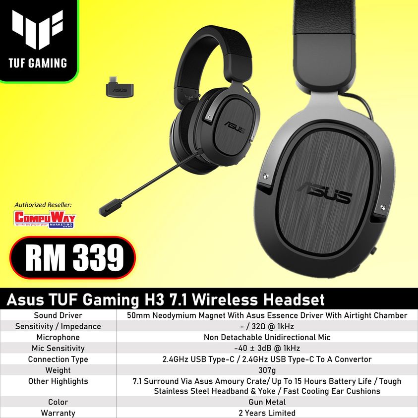 ASUS TUF GAMING H3 7.1 WIRELESS HEADSET Shopee Malaysia