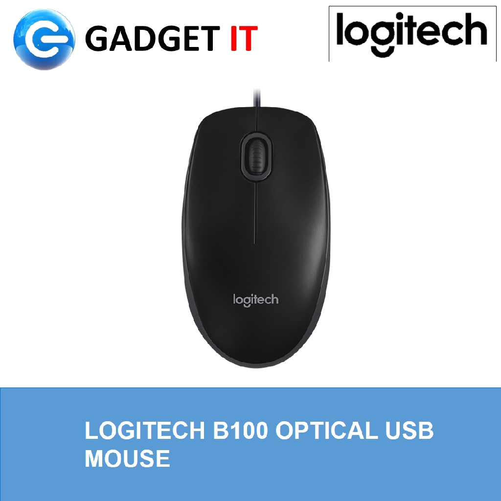 LOGITECH B100 FULL-SIZE CORDED USB MOUSE (FULL WARRANTY BY LOGITECH