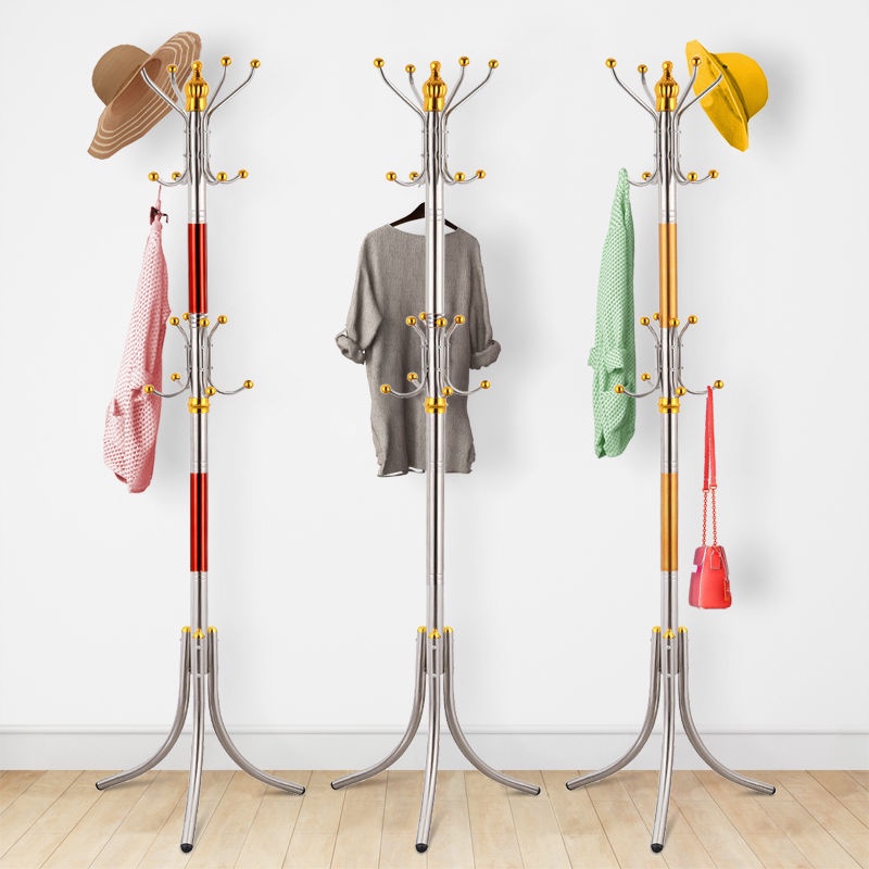 Stainless steel coat rack floor simple hanging clothes rack bedroom