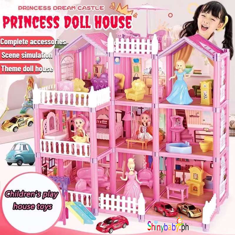 Barbi Doll House Kids Toys for Girls Story Villa DIY Birthday