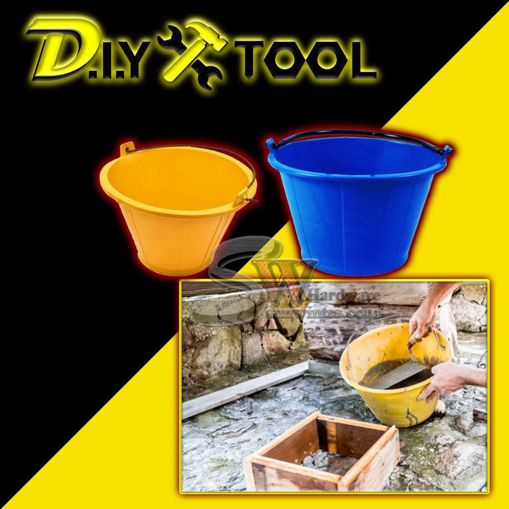 SW Hardware Heavy Duty Cement Bucket Cement Pail Yellow Steel Handle