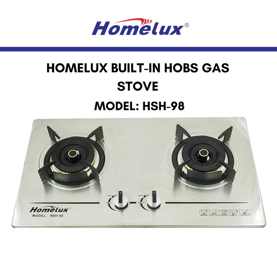 Homelux Stainless Steel Builtin Gas Stove HSH98 Gas Cooker Dapur Gas